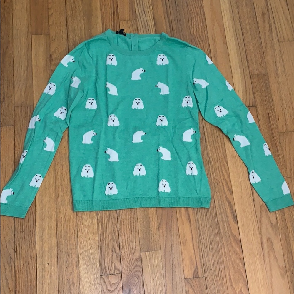 Talbots Green Polar Bear Sweater